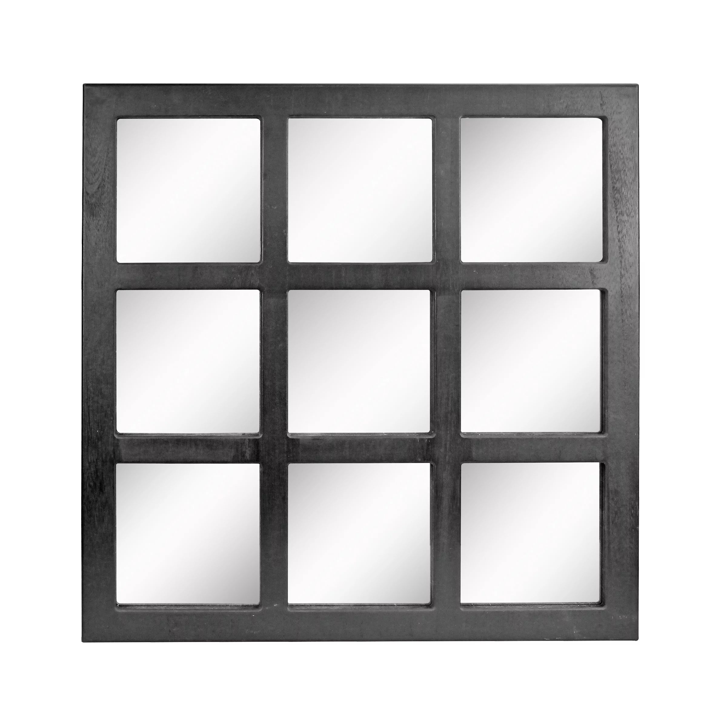 Stonebriar 23.5" x 23.5" Black Farmhouse 9-Panel Window Pane Wall Mirror - Walmart.com | Walmart (US)