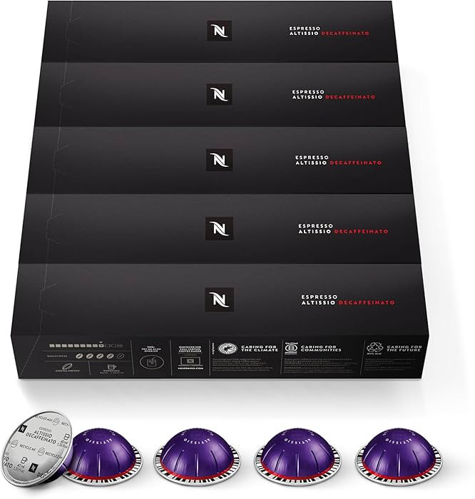 Nespresso Capsules Vertuo, Altissio Decaffeinato, Dark Roast Espresso, 50-Count Espresso Pods, Br... | Amazon (US)