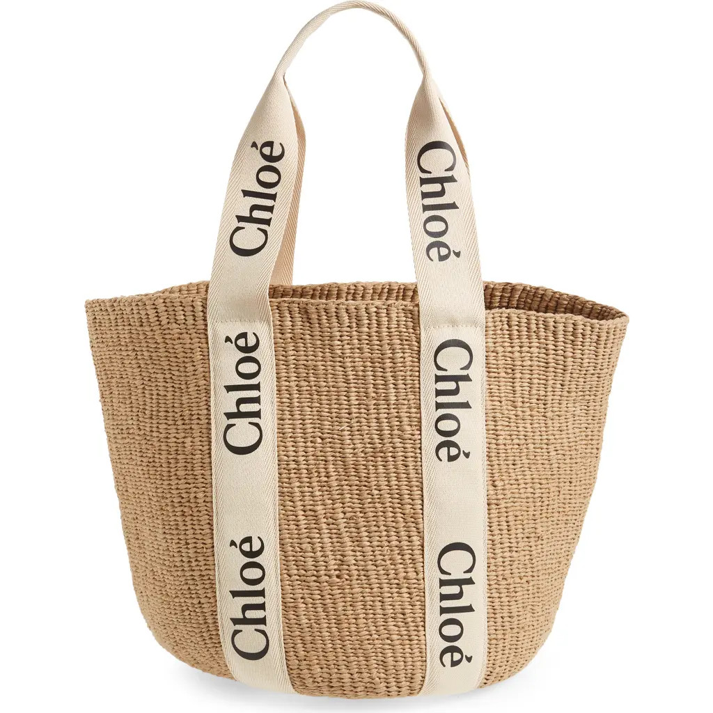 Chloé x Mifuko Large Woody Basket Tote in White at Nordstrom | Nordstrom