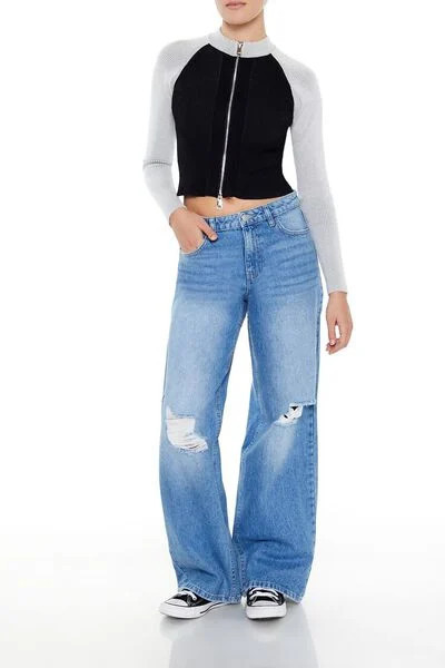 Destroyed Mid-Rise Baggy Jeans | Forever 21