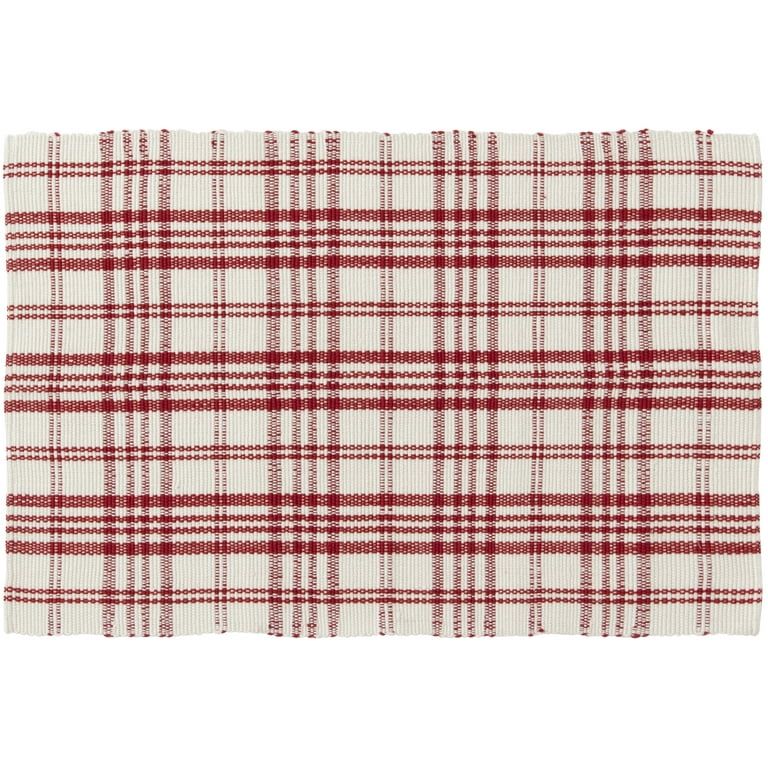 Holiday Time 24" x 36" Red Plaid Layering Rug | Walmart (US)