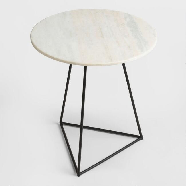 Round White Marble And Metal Accent Table | World Market