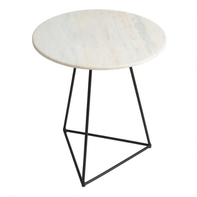 Round White Marble And Metal Accent Table | World Market