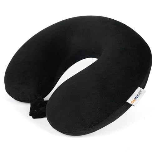 SAIREIDER Travel Pillow 100% Pure Memory Foam Travel Neck Pillow, Airplane Pillow for Traveling、Car、Home、Office，Washable Cover（Black） | Amazon (US)