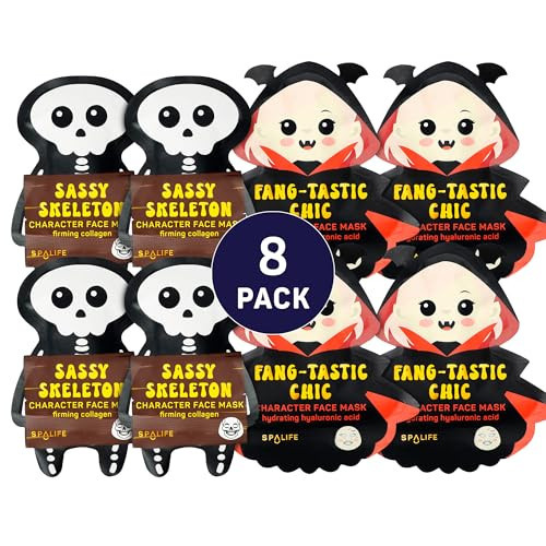SpaLife Beauty Halloween Face Mask Hauntingly Chic Bundle | Korean Facial Masks | Firming and Detoxifying Face Mask Set | Halloween Gifts for Women | Facial Sheet Masks | 8 Pack | Amazon (US)