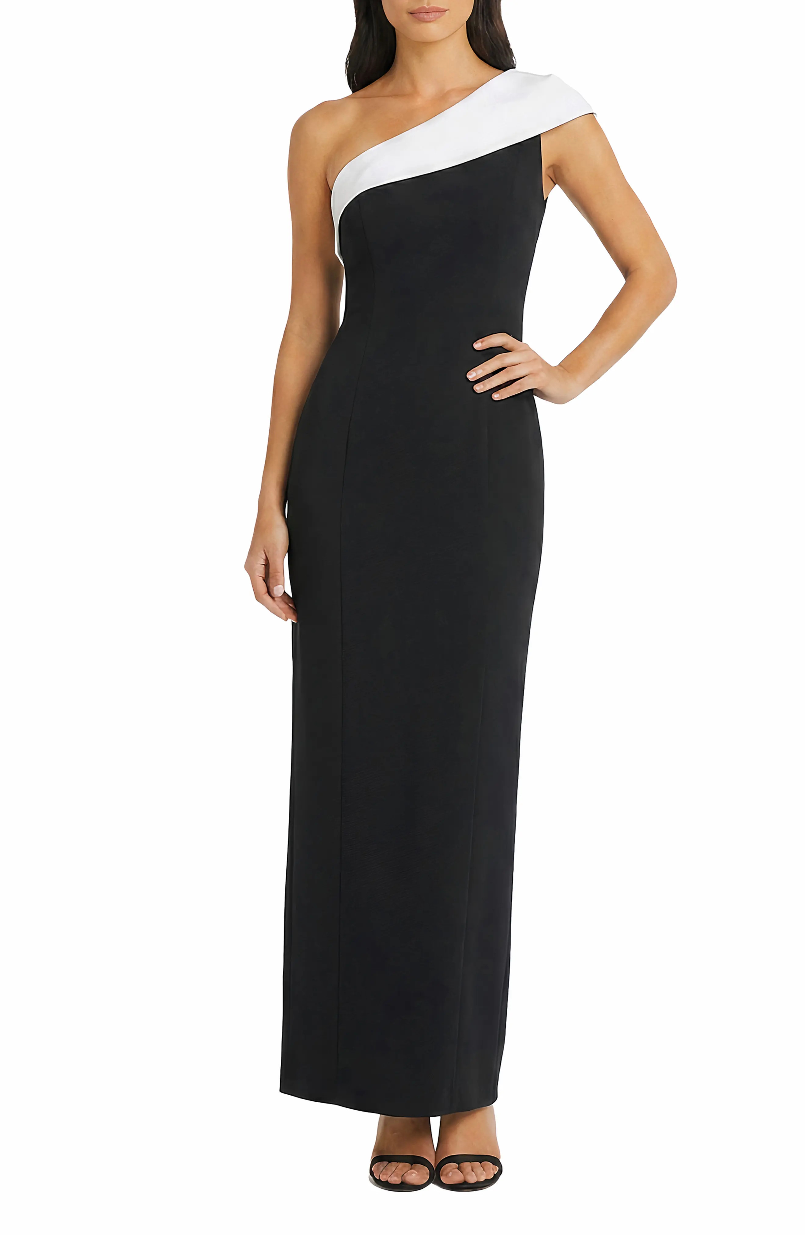 Maggy London Contrast One-Shoulder Gown (Women) | Nordstrom | Nordstrom