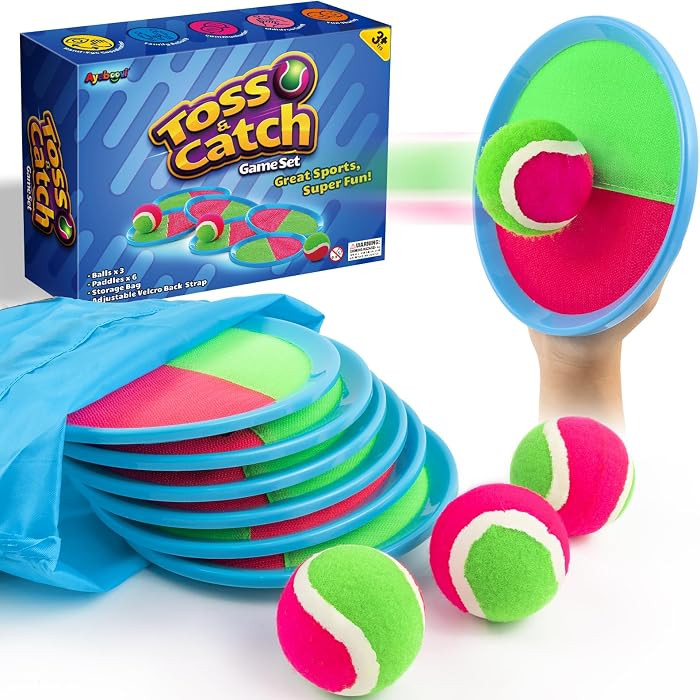 Kids Toys Toss and Catch Ball Game 6 Paddles 3 Balls Outdoor Beach Pool Yard Games Toys for 3-12 ... | Amazon (US)