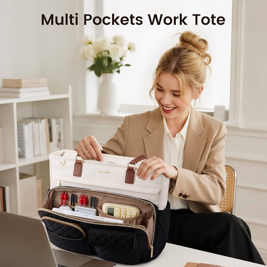 LOVEVOOK Teacher Tote Bag for Women Work, Laptop Bag with Large Cup Holder, Nurse Bag with Multi ... | Amazon (US)