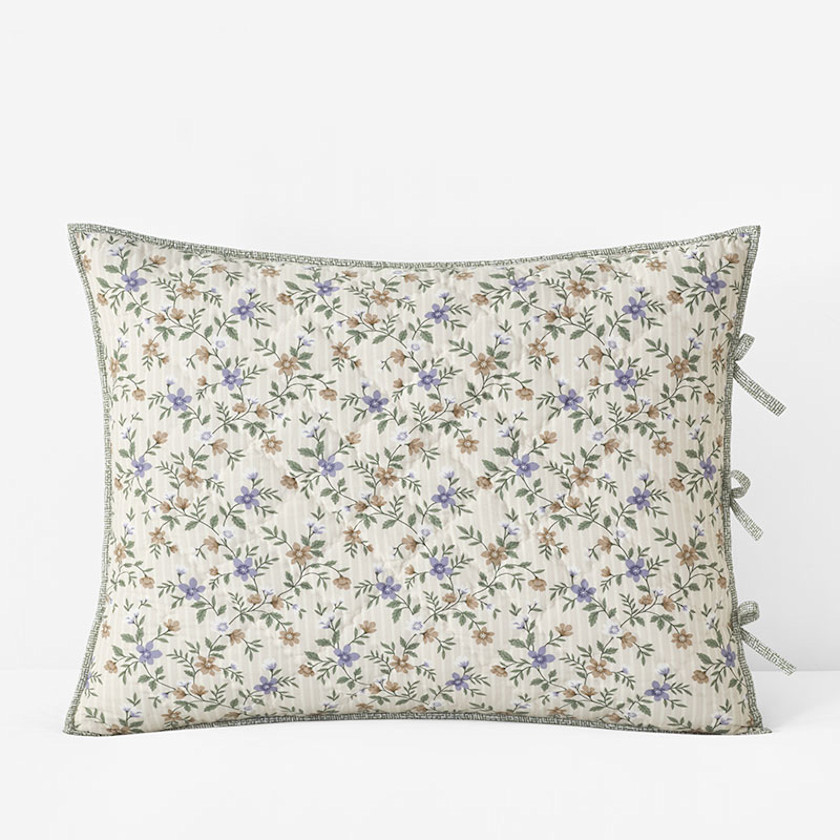 Garden Mist Reversible Quilted Sham - Blue, Size King, Cotton | The Company Store | The Company Store