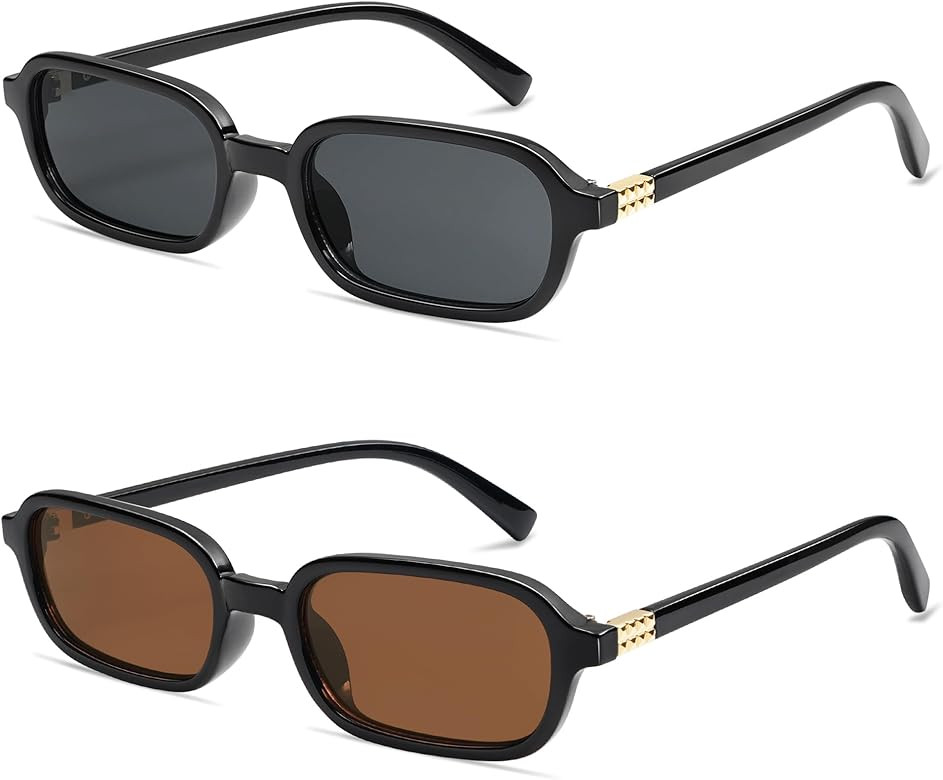 Retro Rectangular Sunglasses for Women Vintage Fashion Trendy Funny Small 90s Square Sunnies 2025... | Amazon (US)