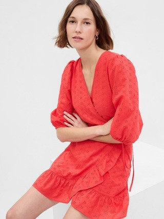 Eyelet Mini Wrap Dress | Gap (US)