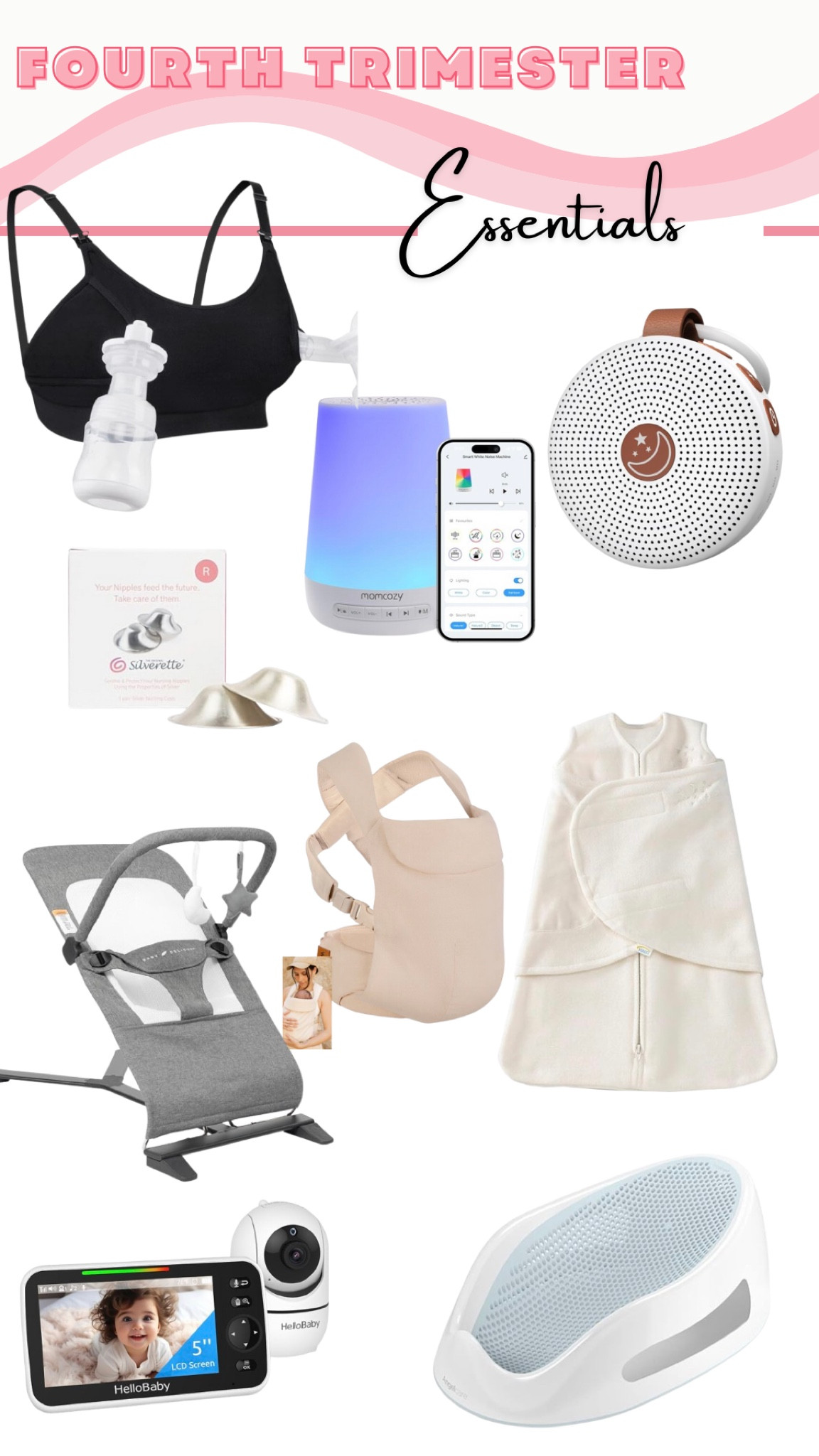 Fourth trimester essentials! Newborn essentials, baby carrier, baby bouncer, nursery sound machine, pumping bra, nursing essentials

#LTKFindsUnder100 #LTKBaby
