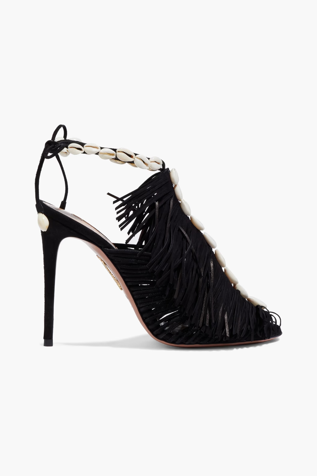 So Tulum 105 faux shell-embellished fringed suede sandals | The Outnet (US and CA)