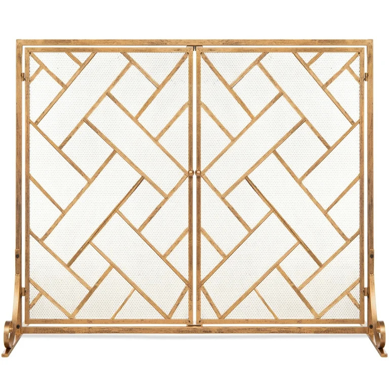Best Choice Products 44x33in 2-Panel Handcrafted Wrought Iron Geometric Fireplace Screen w/ Magne... | Walmart (US)