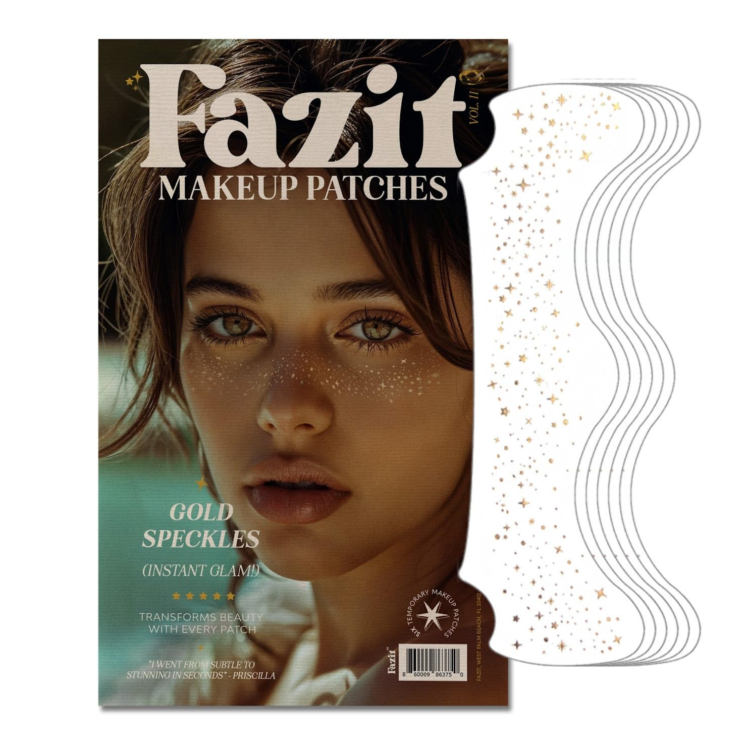 Fazit Makeup Patches - Gold - Face Glitter Makeup Speckles - Glow Up Makeup Patches - Face Glitte... | Amazon (US)