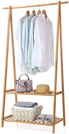 Finnhomy Bamboo Clothes Rack Portable Extra Large Garment Rack 2-Tire Storage Box Shelves For Ent... | Amazon (US)