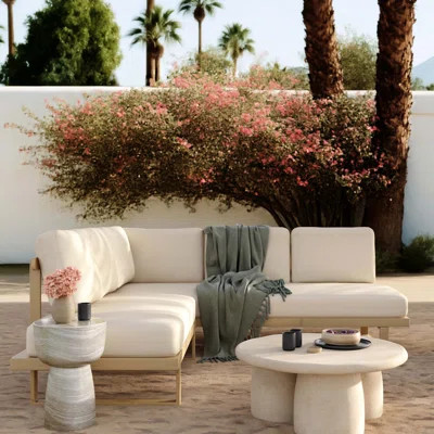 Cream Outdoor L-Sectional | Wayfair North America