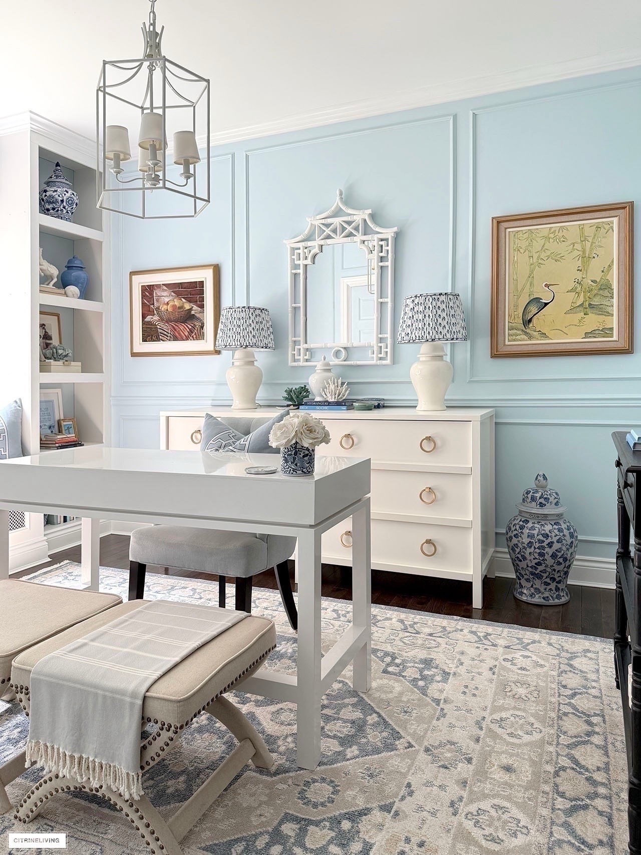 Chic layered home office! A beautiful rug, colorful art, pops of pattern💙

Home office, home decor, home finds, office decor, office finds, home style, chic home, coastal home

#LTKHome