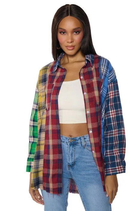 PIECE IT TOGETHER PLAID BUTTON DOWN | AKIRA