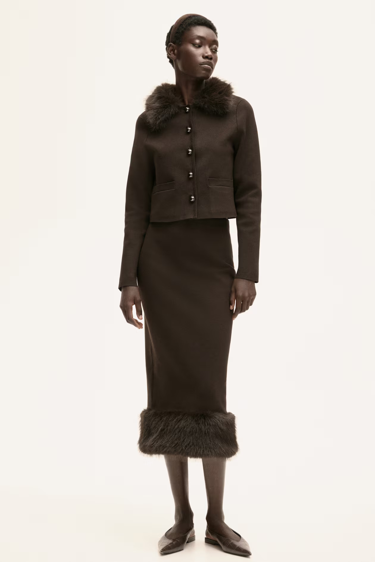 Fine-knit pencil skirt - Dunkelbraun - Ladies | H&M AT | H&M (DE, AT, CH, NL, FI)