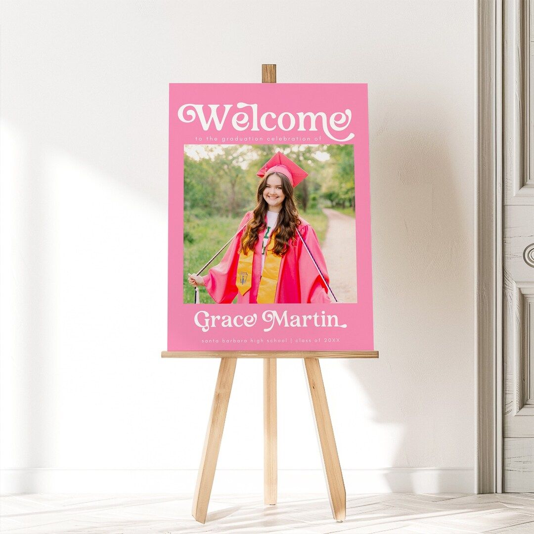 Hot Pink Graduation Party Welcome Sign Template, Graduation Welcome Poster, Graduation Party Deco... | Etsy (US)