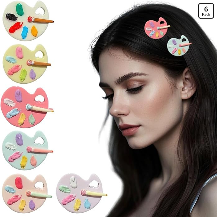 6pcs Mini Palette Hair Clips Funny Cute Hair Pins Hair Barrettes For Women Small Fashion Multicol... | Amazon (US)