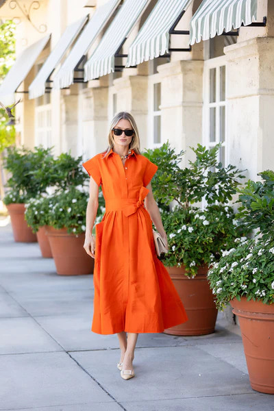 Betty Dress Dupioni - Tangerine | Julia Amory