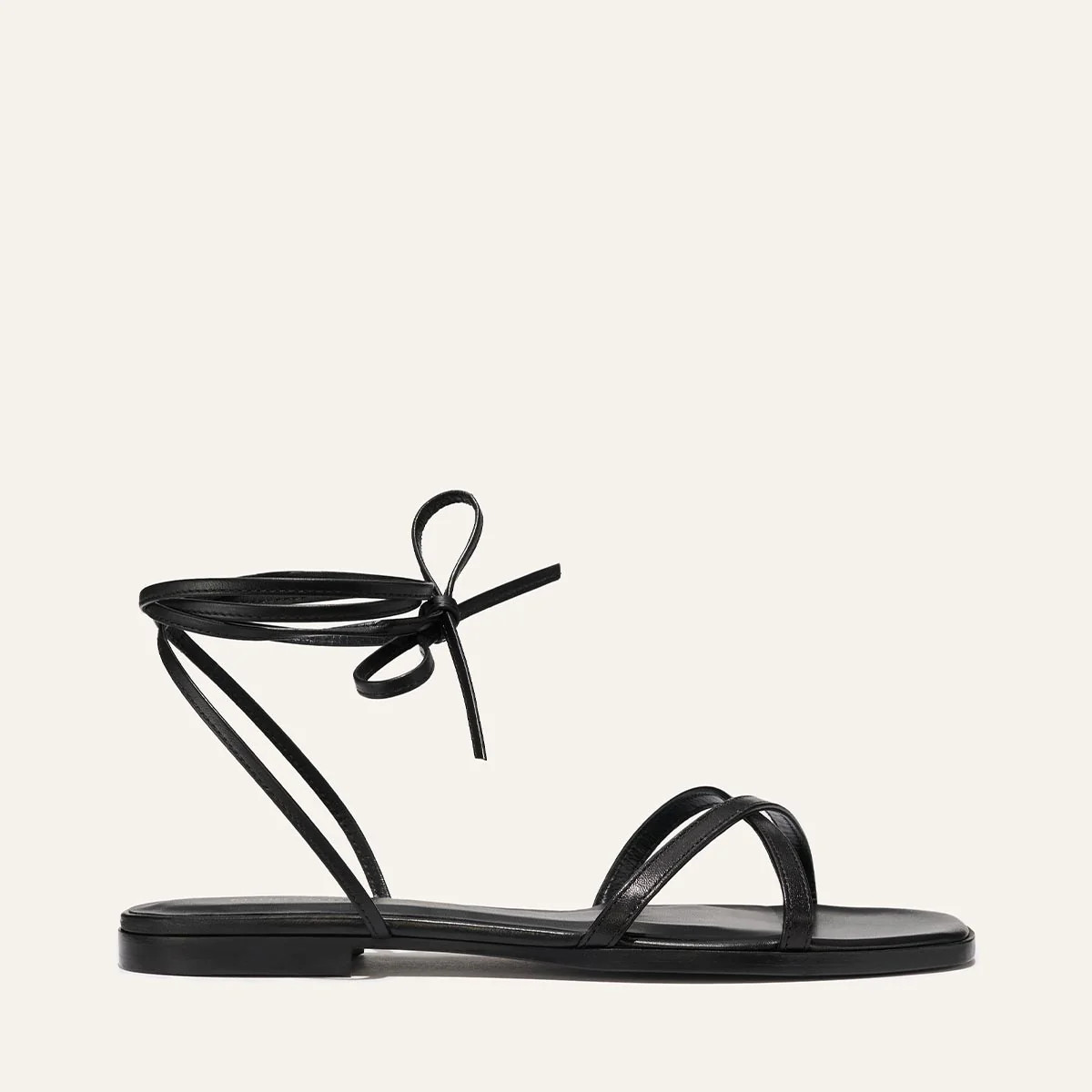 The Wrap Sandal - Black Nappa | Margaux