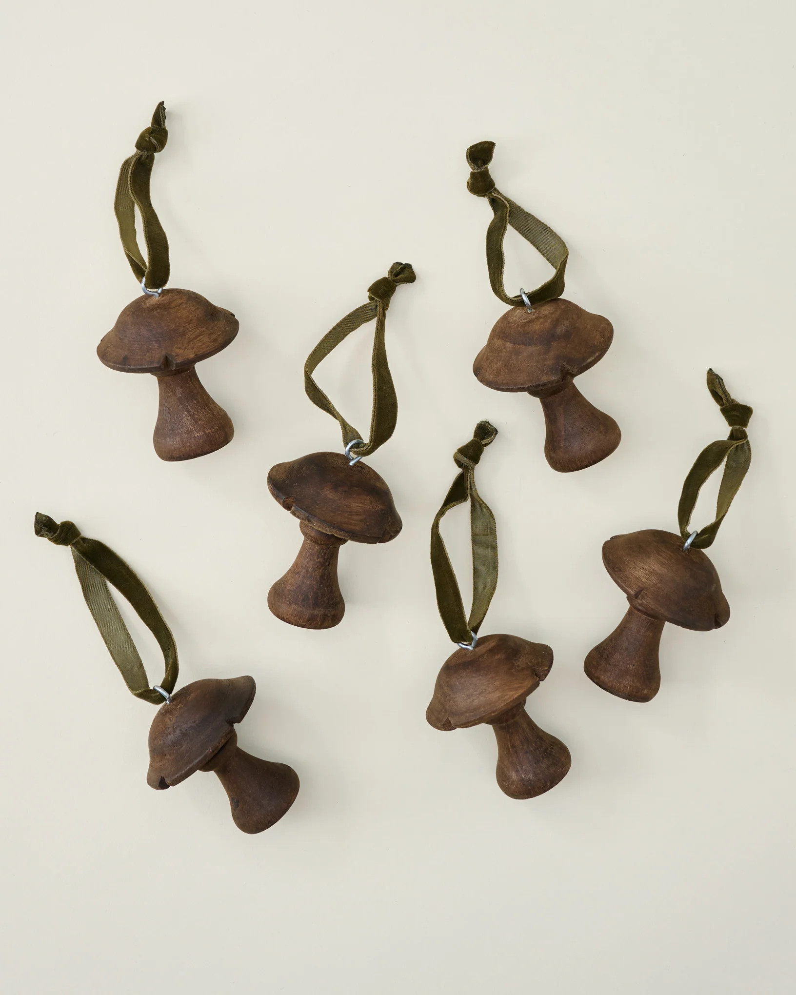 Hand-Carved Mushroom Ornament, Set of 6 | Magnolia