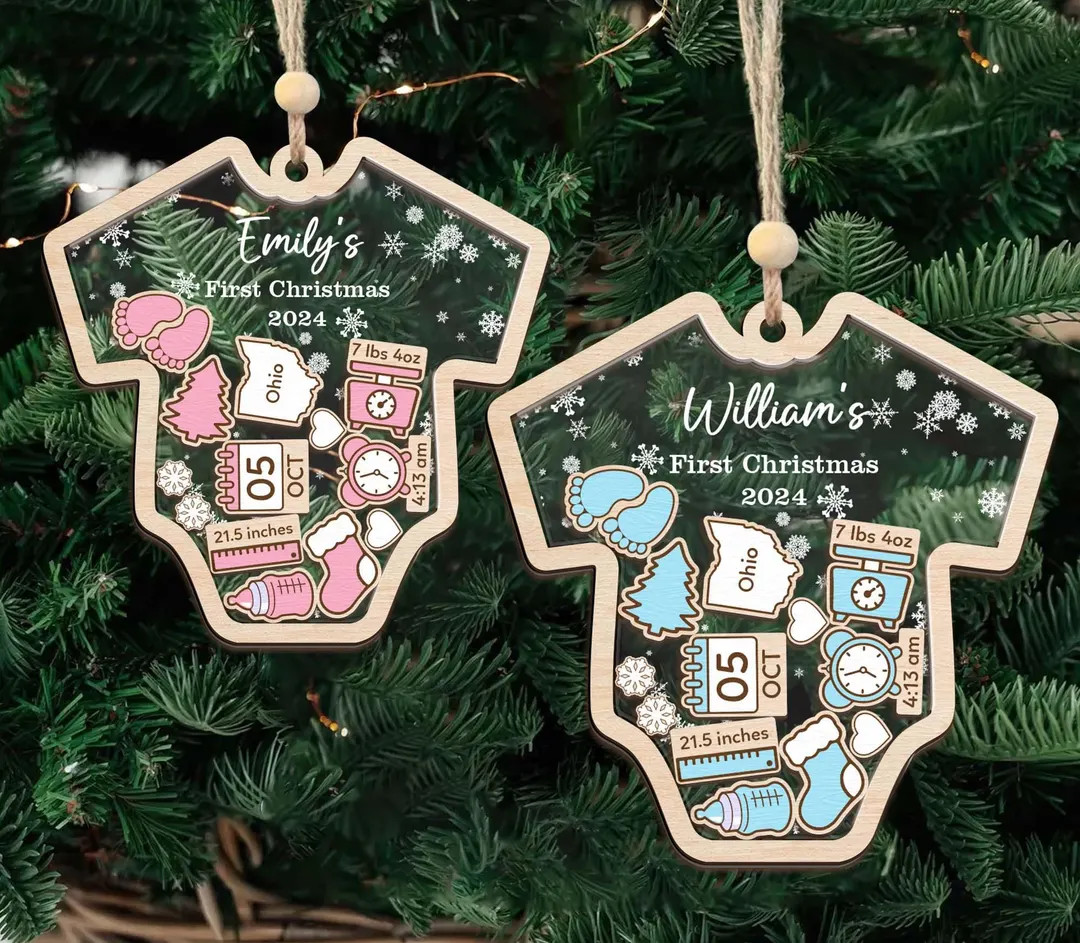 Baby's 1st Christmas Ornament, Baby's First Christmas Ornament 2025, Custom Newborn Gift, Birth S... | Etsy (US)