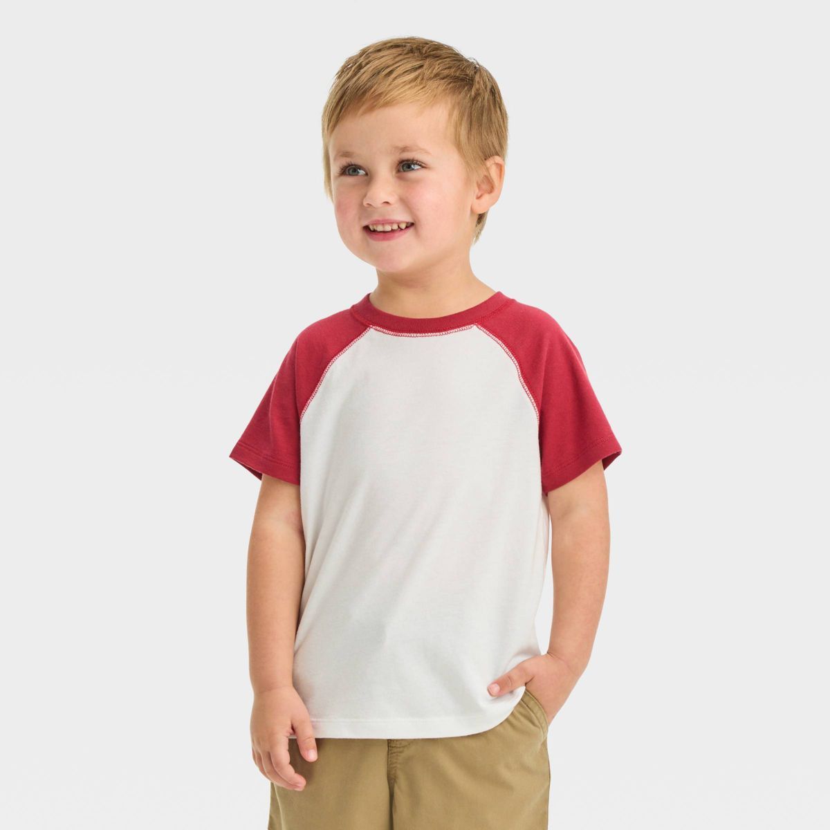 Toddler Boys' Short Sleeve Jersey Knit T-Shirt - Cat & Jack™ Red 3T | Target