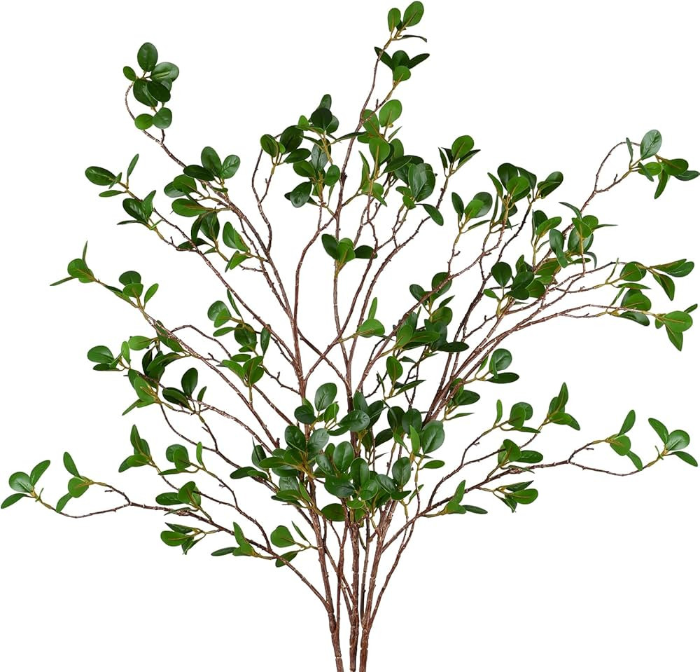 Lvydec 6Pcs Artificial Ficus Branches, 43’’ Faux Leaf Spray Green Eucalytus Branches Artifici... | Amazon (US)