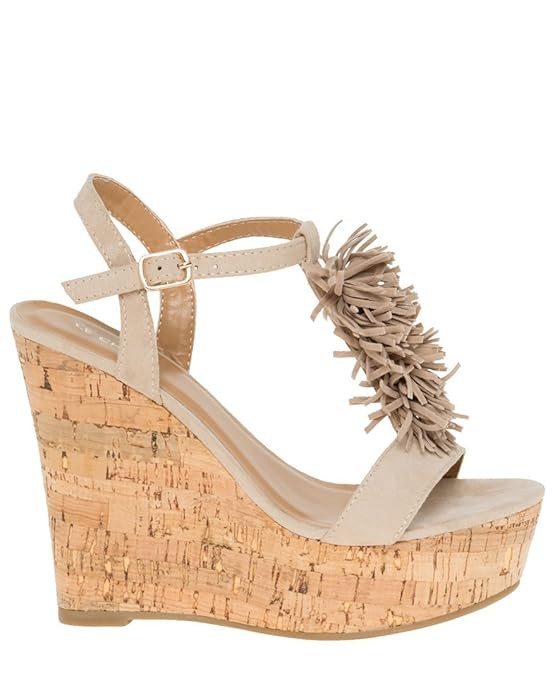 LE CHÂTEAU Fringe Open Toe Wedge Sandal | Amazon (US)