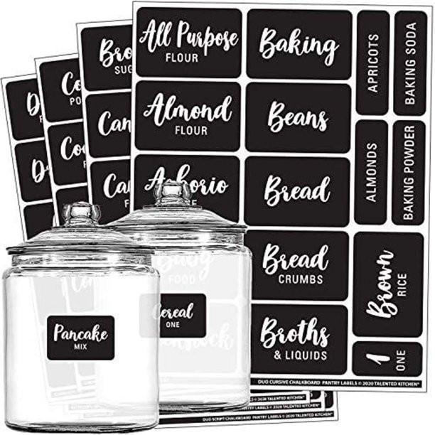 128 Pcs Set Black Kitchen Pantry Food Labels, Preprinted Waterproof Organization Stickers for Can... | Walmart (US)