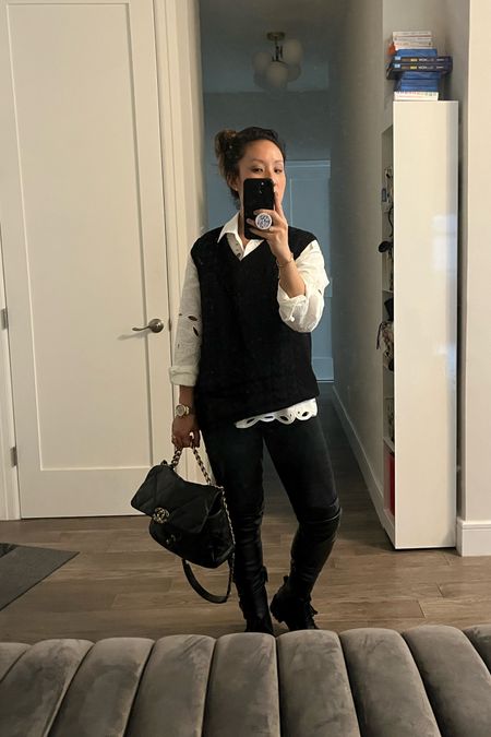 Weekend outfit. Black sweater vest. Skinny jeans. Wore this for a school thing. Mom life. Amazon fashion. Amazon find.

#LTKunder50 #LTKunder100 #LTKsalealert