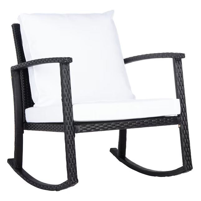 Safavieh Daire Wicker Black Metal Frame Rocking Chair(s) with White Cushioned Seat Lowes.com | Lowe's