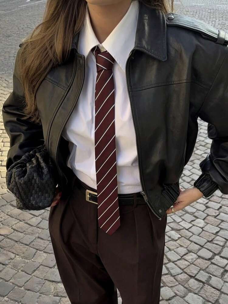 1 Stück Klassische Gestreifte Schul-Krawatte Für Studentinnen, Englisches Karomuster, Cosplay Party Krawatte Accessoire Für Frauen, Für Kleider, Für Weihnachtsdekoration | SHEIN