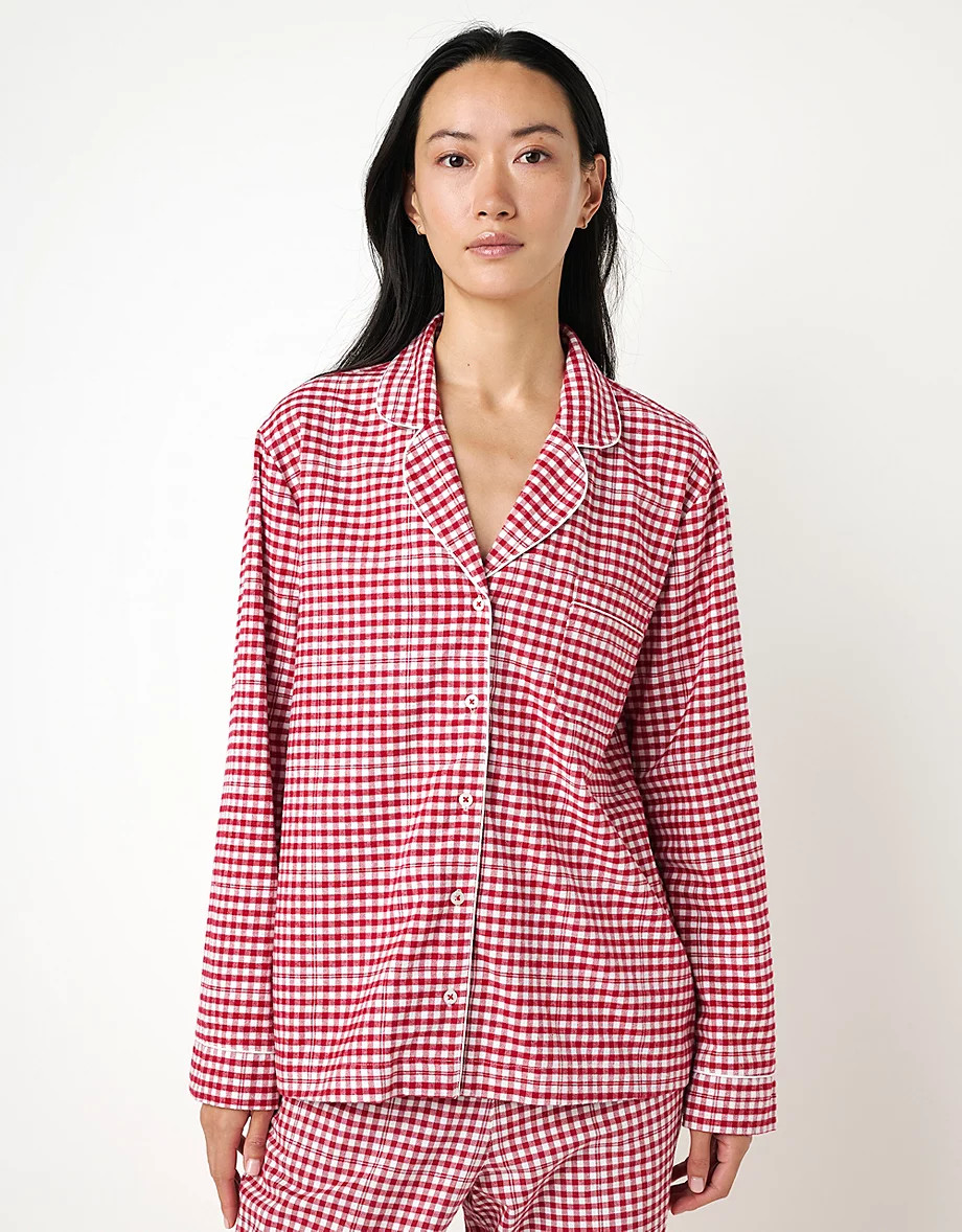 Organic Cotton Mini Check Pyjama Shirt | The White Company UK & ROW
