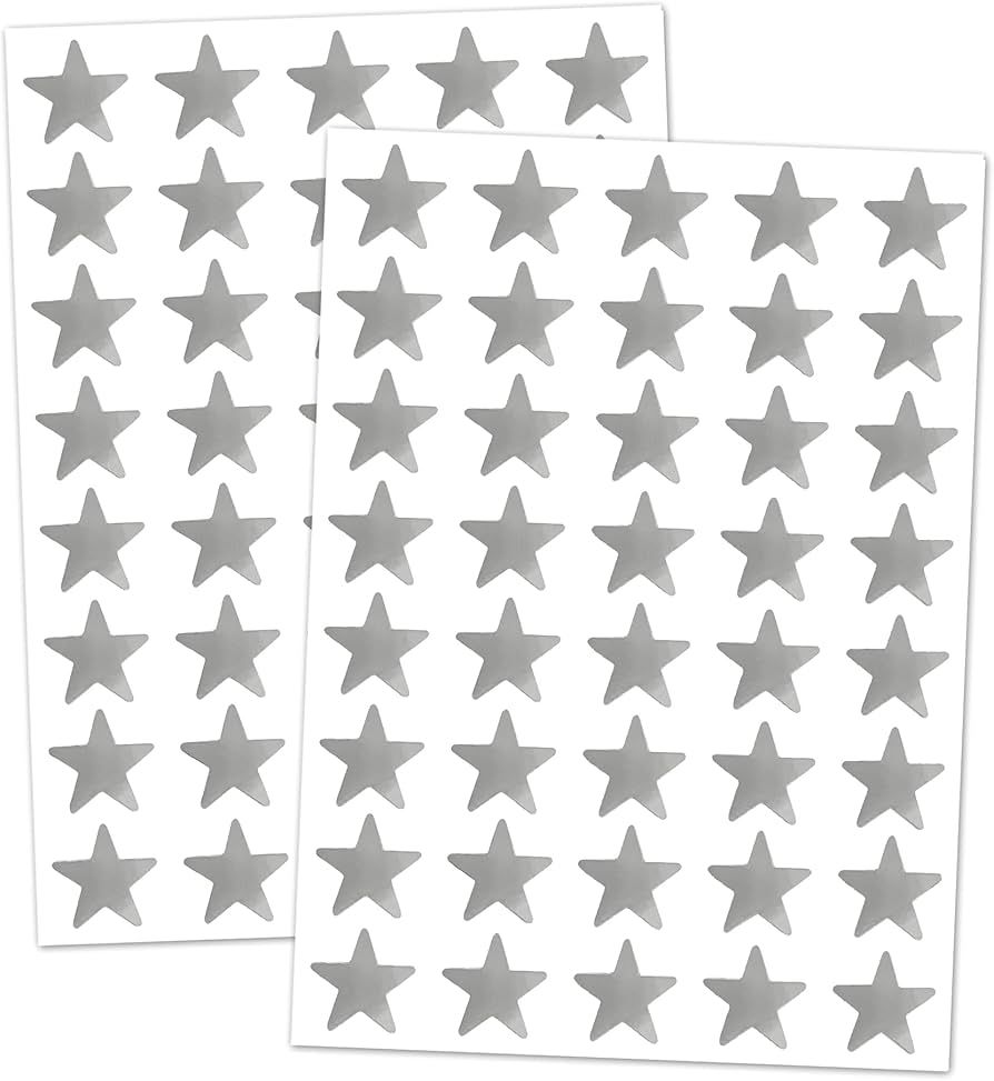 1000 Pack, Silver Foil Star Metallic Stickers, 0.6" Diameter | Amazon (US)