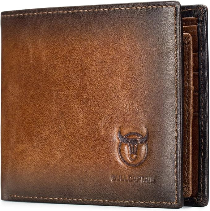 BULLCAPTAIN RFID Wallets for Men Slim Bifold Genuine Leather Front Pocket Wallet with 2 ID Window... | Amazon (US)