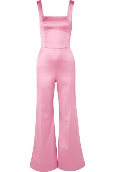 STAUD - Donna Stretch-satin Jumpsuit - Baby pink | NET-A-PORTER (US)