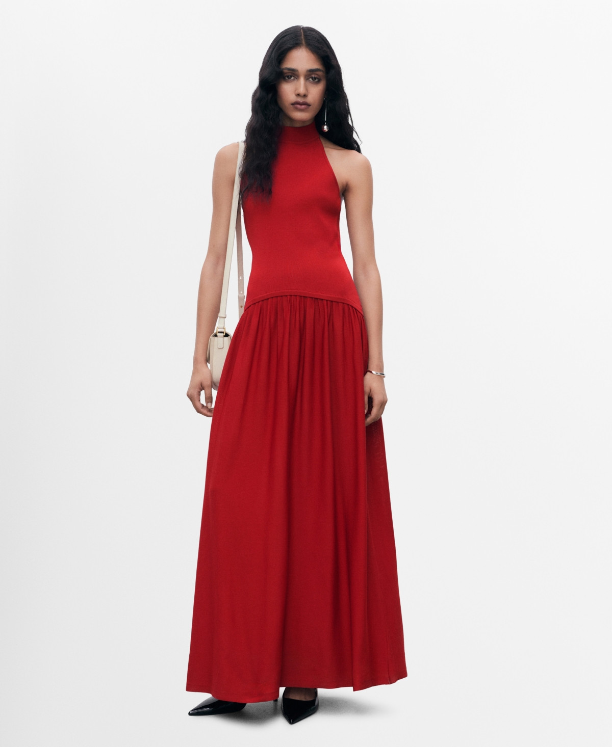 Mango Women's Mixed Knit Halter Dress - Red | Macy's