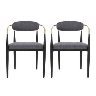 Boise Charcoal and Black Fabric Upholstered Dining Chairs (Set of 2) | The Home Depot