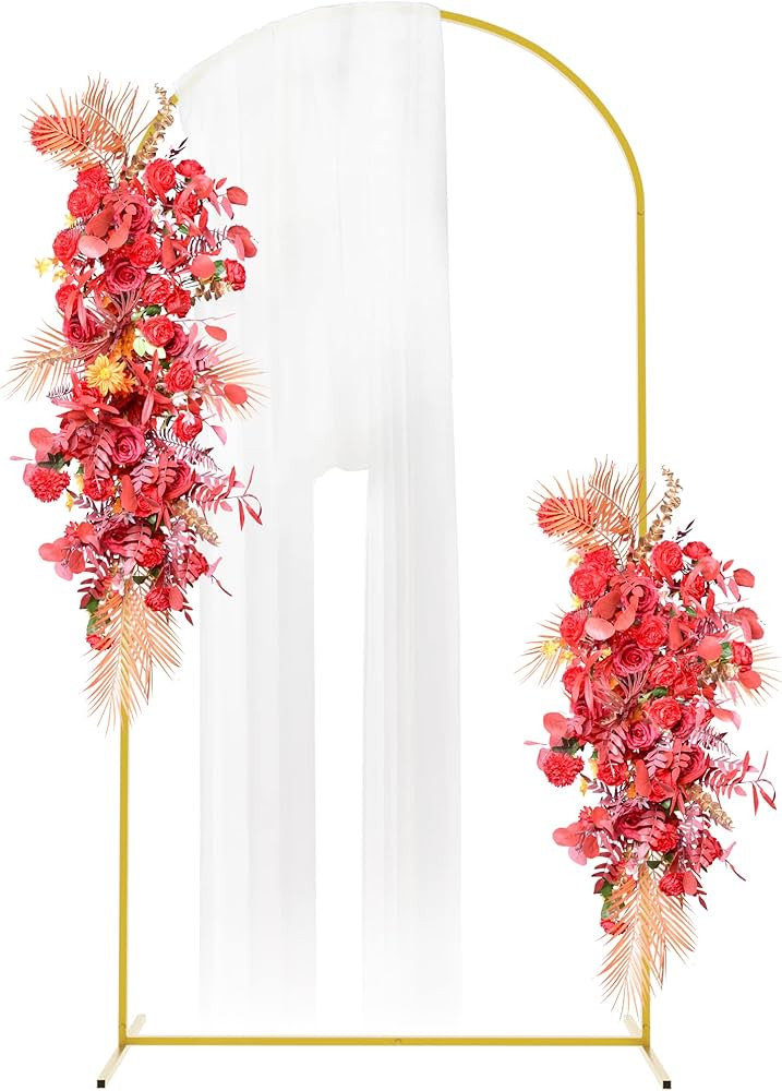Fomcet 6FTx2.6FT Metal Gold Wedding Arch Backdrop Stand Balloon Arched Frame for Ceremony Birthda... | Amazon (US)