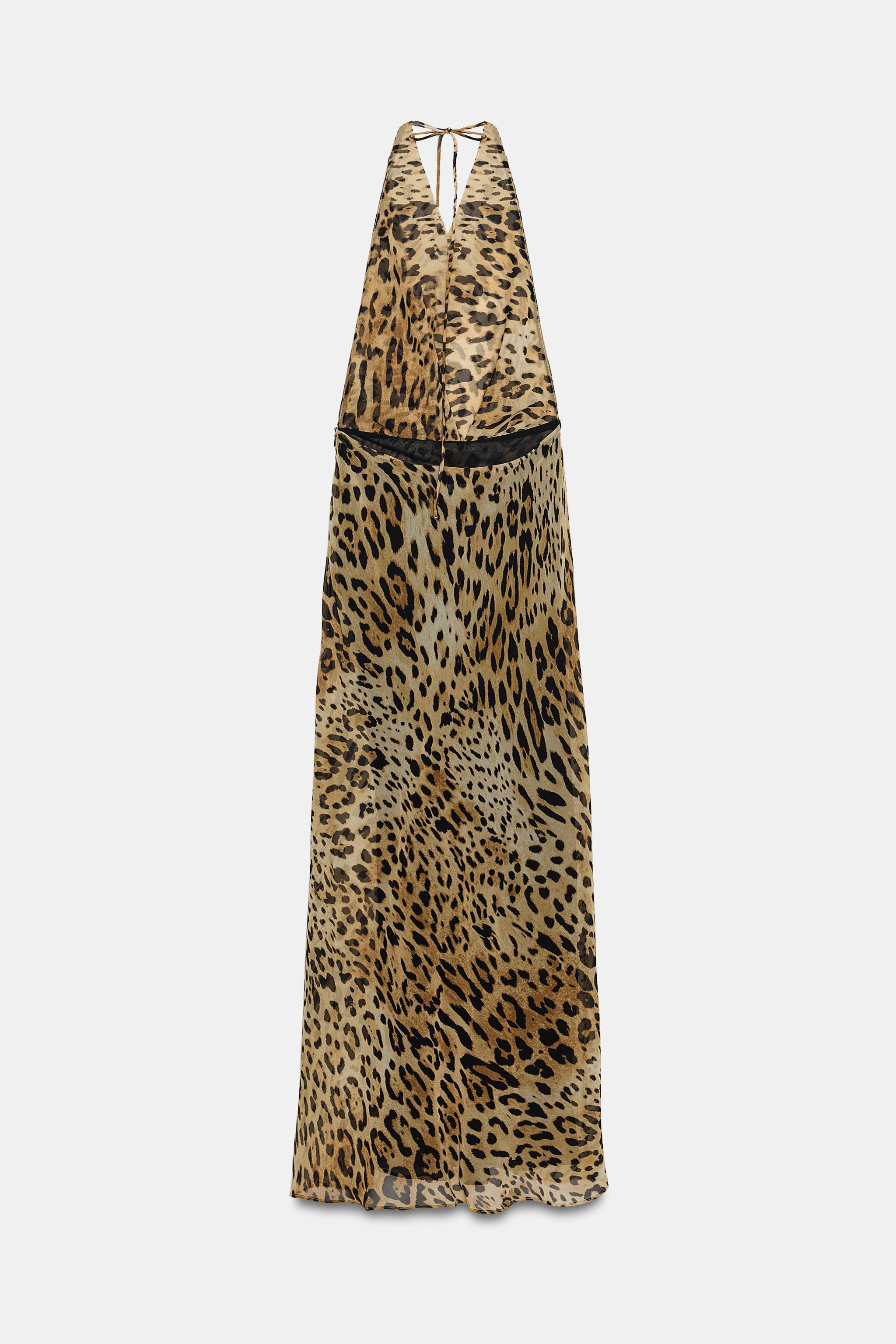Long halter neck dress with draped neckline. Matching interior lining. Tie closure at neck and hi... | Zara US