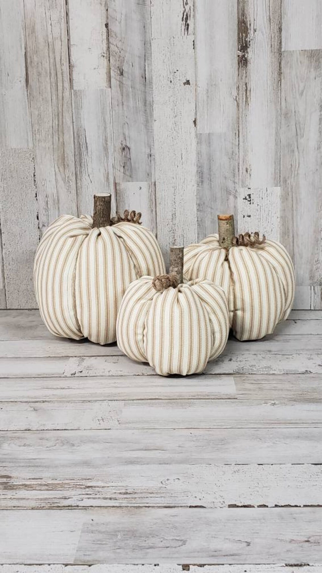 Ticking Cloth Pumpkins, Neutral Pumpkins, Linen Pumpkins, Handmade, Rustic Fall Decorations Autum... | Etsy (US)