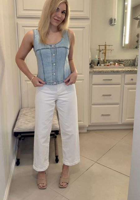 Vest top
White jeans 
Jeans denim

Summer outfit 
Summer dress 
Vacation outfit
Vacation dress
Date night outfit
#Itkseasonal
#Itkover40
#Itku

#LTKShoeCrush