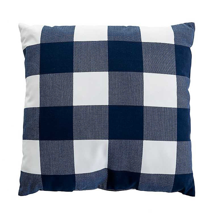 Navy Buffalo Check Outdoor Pillow | Kirkland's Home