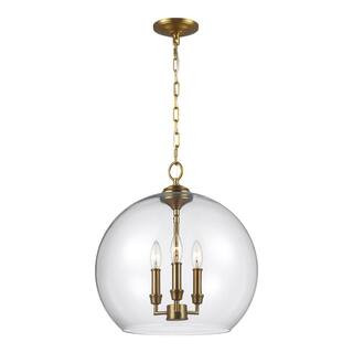 Generation Lighting Lawler 16 in. W 3-Light Burnished Brass Pendant F3155/3BBS - The Home Depot | The Home Depot