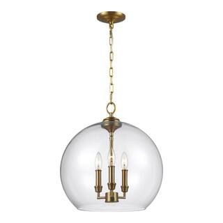 Generation Lighting Lawler 16 in. W 3-Light Burnished Brass Pendant F3155/3BBS - The Home Depot | The Home Depot